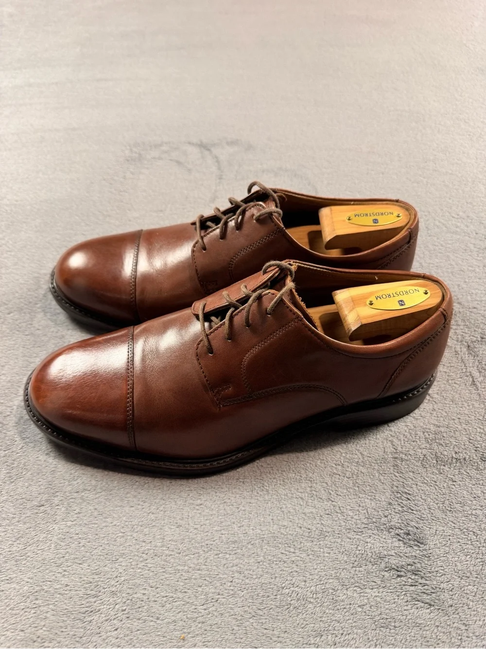 Johnston & Murphy Brown Leather Cap-Toe Derbys